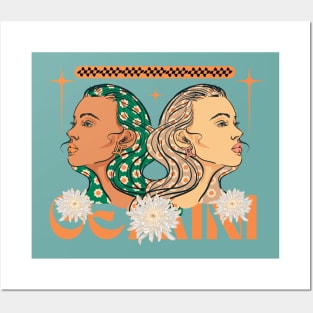 Aesthetic Gemini Floral Drawing Posters and Art